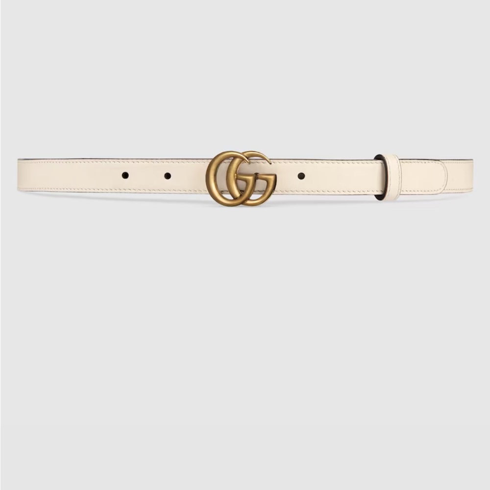 AUTHENTIC GG Marmont Thin White Belt